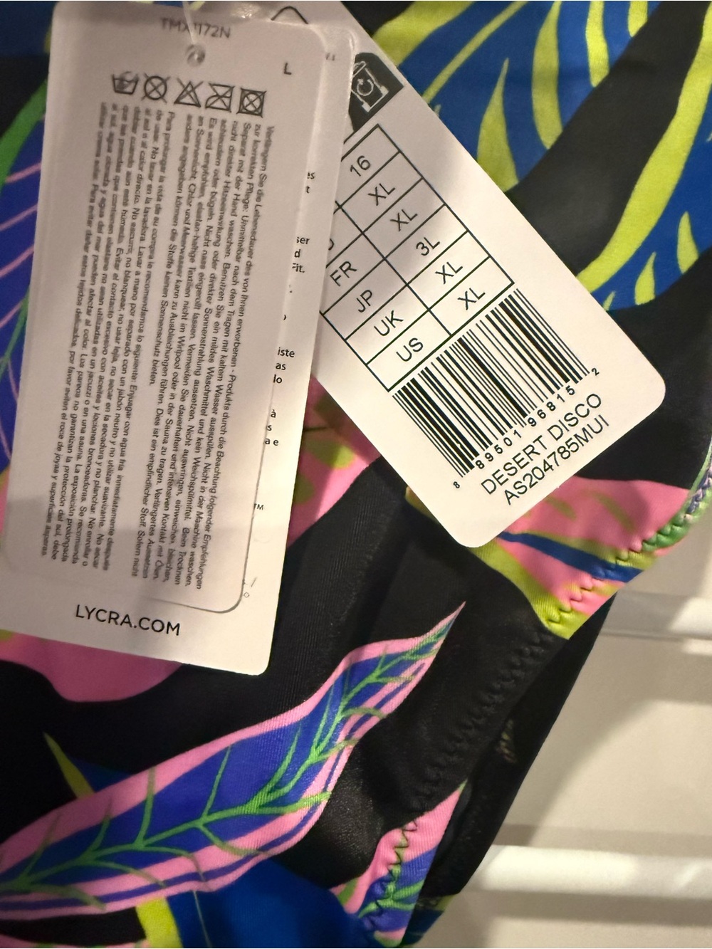 Freya Black Bikini Desert Disco with Pink, Orange, Blue & Green Leaf Print - Picture 6 of 7